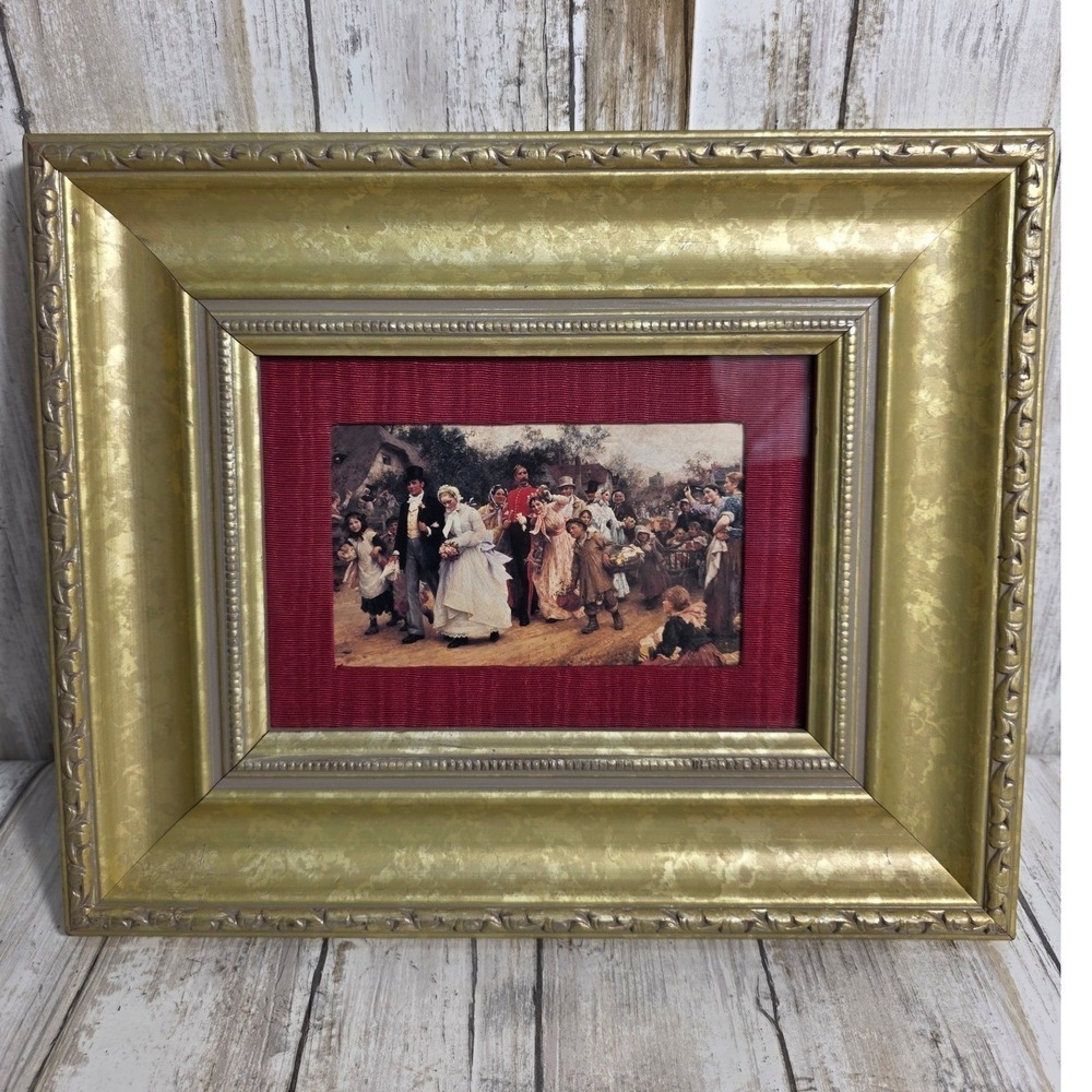 Vintage 1883 The Village Wedding Framed Art By Sir Luke Fildes Gold Ornate 12x10 - Picture 3 of 7